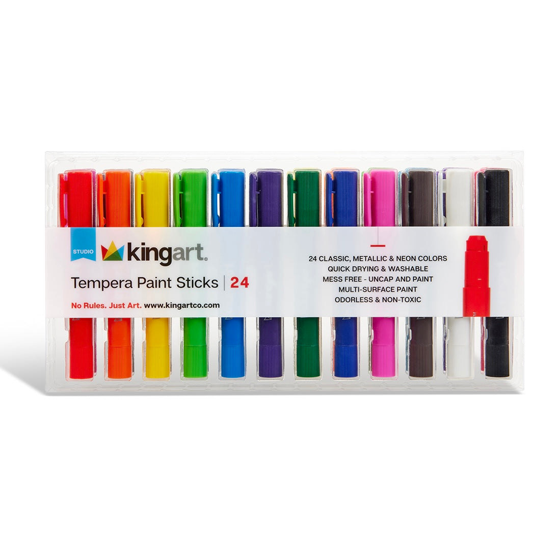 KINGART Tempera Paint Thin Sticks - 24 Colors