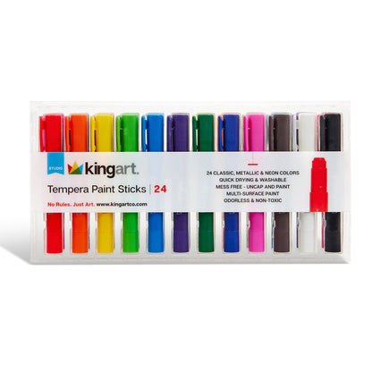 KINGART Tempera Paint Thin Sticks - 24 Colors