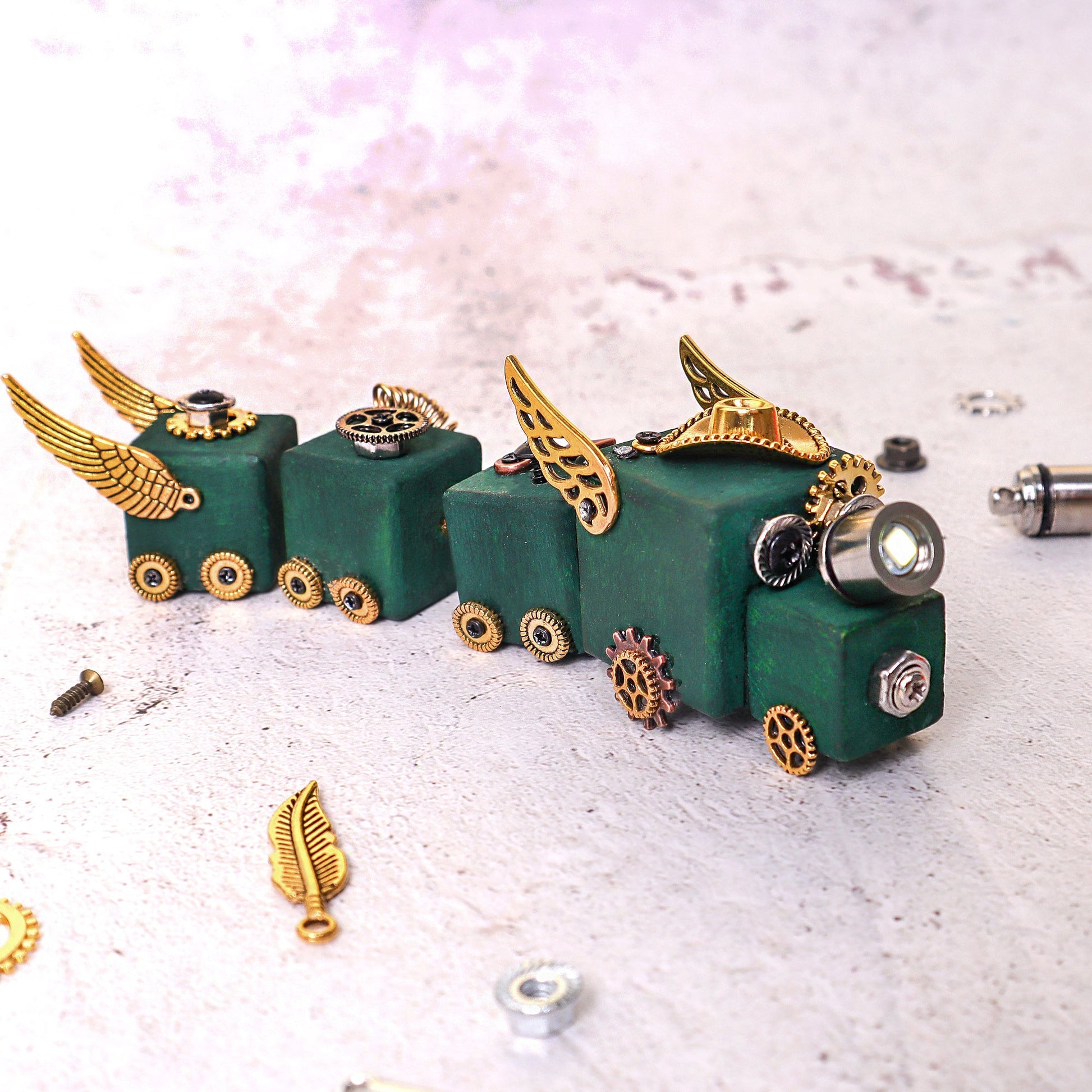 DIY Timber Train Kit | Wooden Train with LED Light & Paint - Niksstuff