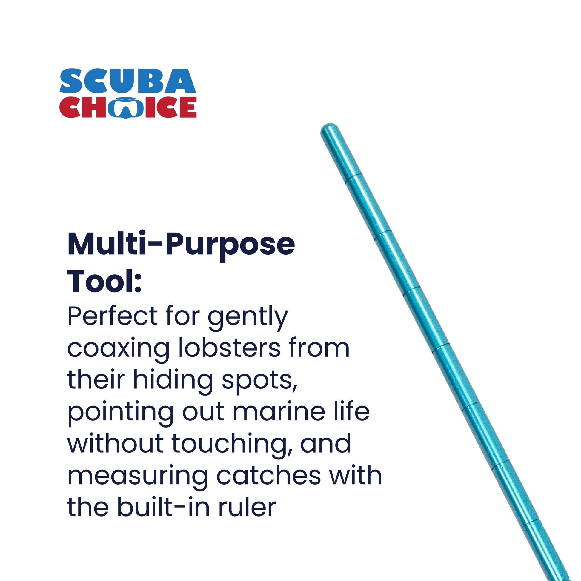 13" Aluminum Lobster Tickle Stick with Measurement Guide & Lanyard by Scuba Choice - Niksstuff