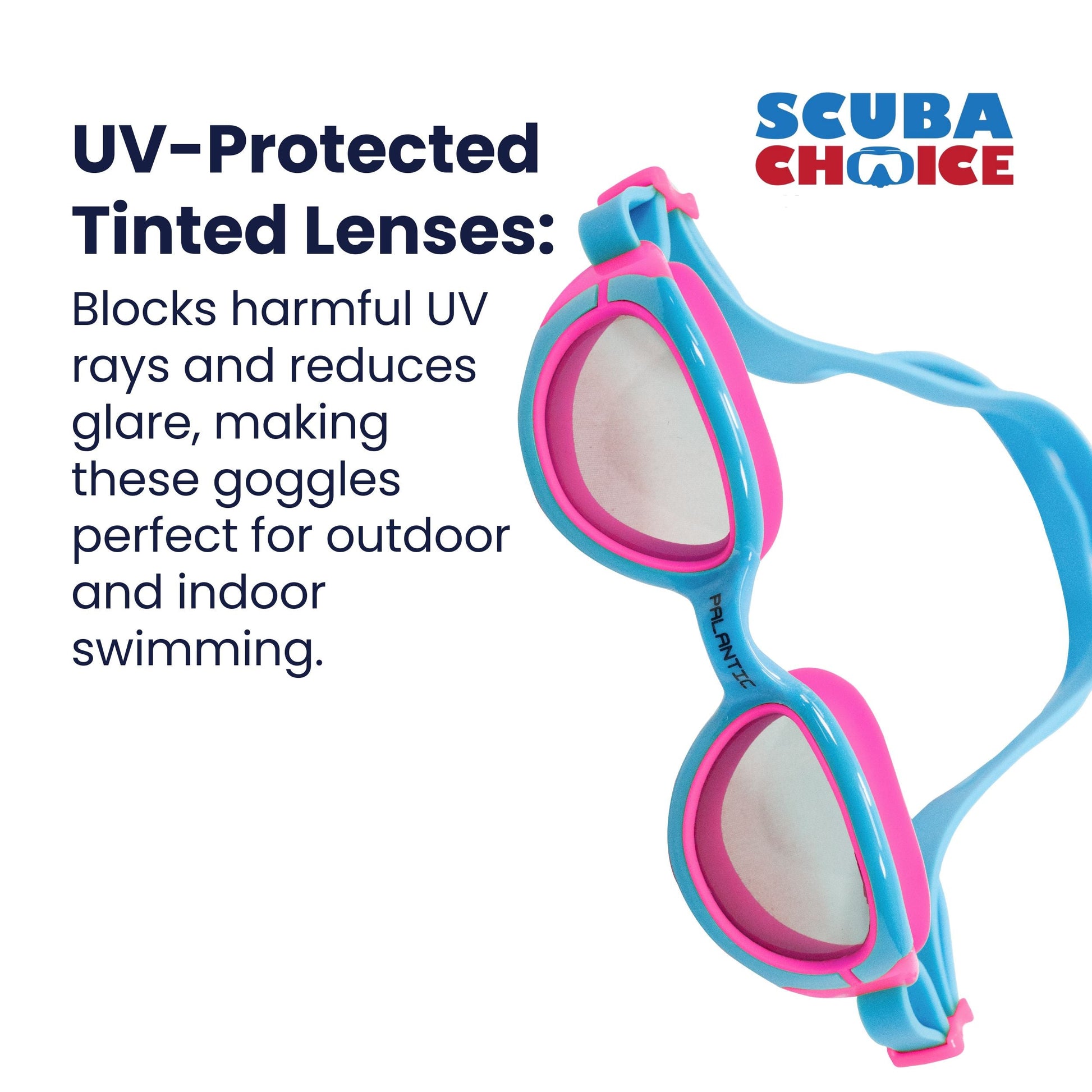 Palantic Jr. Silicone Swim Goggles | Anti-Fog Lenses | Kids & Narrow-Face Adults | Blue/Pink - Niksstuff