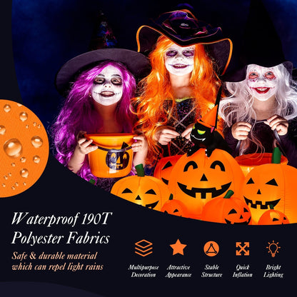 7.5 Feet Halloween Inflatable Pumpkin Combo with Witch & Black Cat