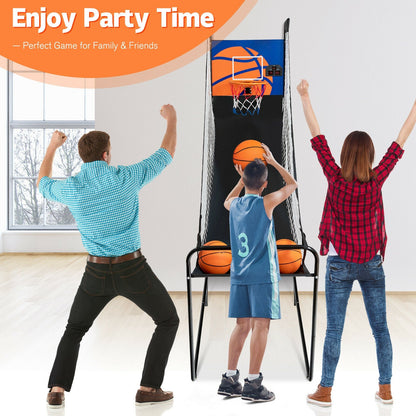 Foldable Basketball Arcade Game | Electronic Scorer | Steel Frame + MDF Backboard | 3 Balls Included