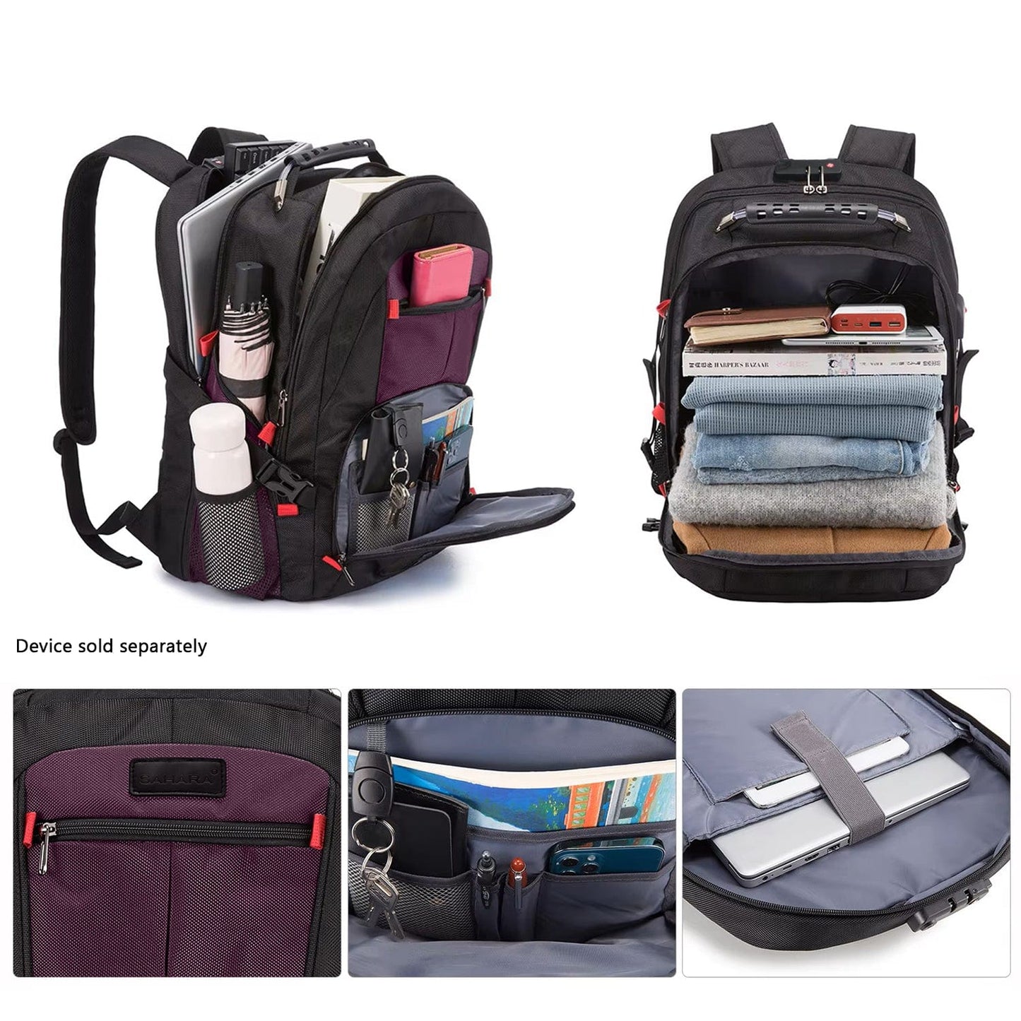 Sahara Anti-Theft Travel Laptop Backpack | USB Charging | Fits up to 17.3" | 4 Colors