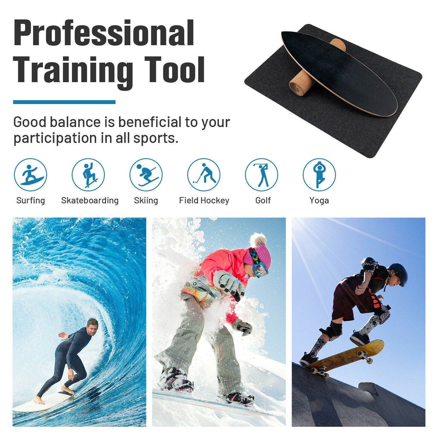 Balance Board Trainer for Core Strength | Surfing Skiing Yoga - Niksstuff