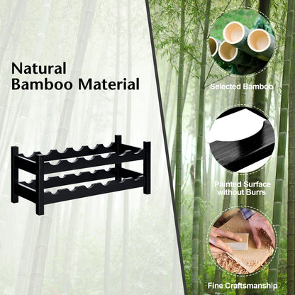 2-Tier Bamboo Wine Rack for 12 Bottles with Horizontal Storage