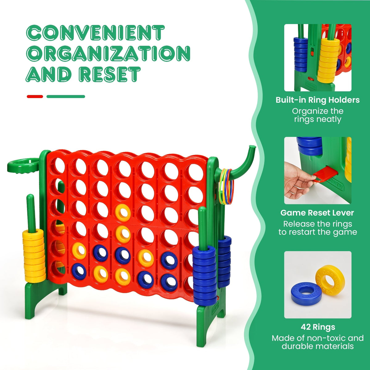 2.5 ft 4-to-Score Giant Game Set with Basketball Hoop and Toss Rings