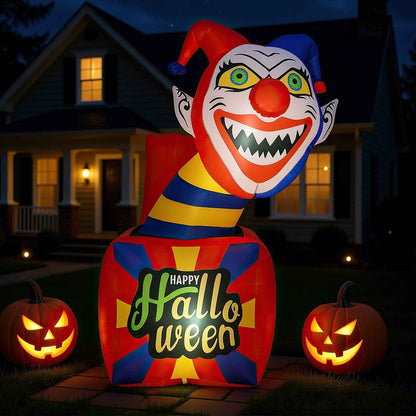 6 Ft Halloween Inflatable Clown with LED Lights