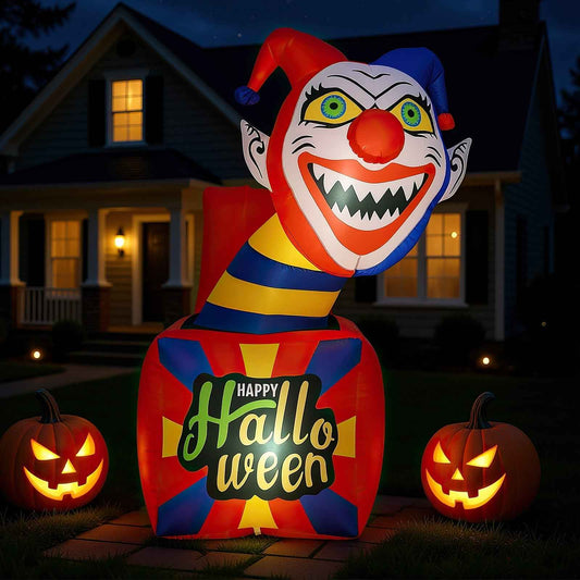 6 Ft Halloween Inflatable Clown with LED Lights
