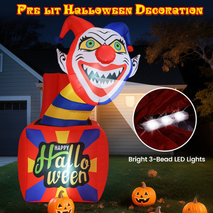 6 Ft Halloween Inflatable Clown with LED Lights