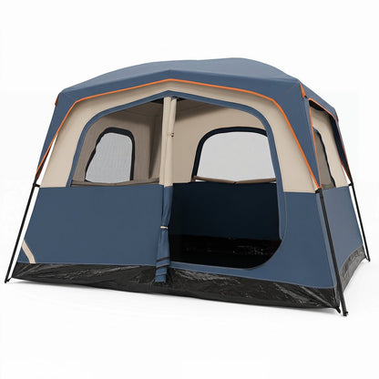 6-Person Camping Tent | Rainfly | Mesh Windows | 10’×9’×7’ | 5-Min Setup | Navy or Dark Blue