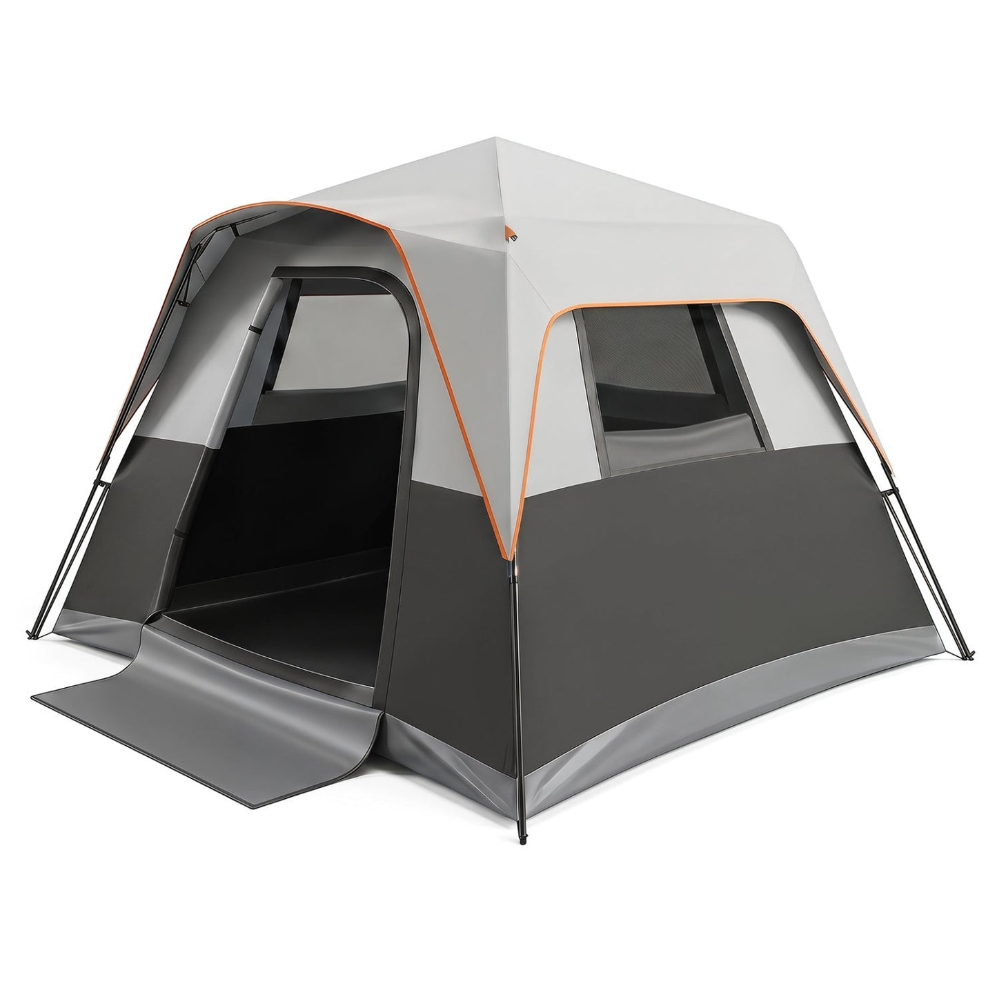 6-Person Instant Cabin Tent | Blackout Rainfly | 3000mm+ Waterproof | UPF 50+ | Gray or Orange