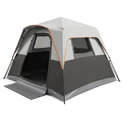 6-Person Instant Cabin Tent | Blackout Rainfly | 3000mm+ Waterproof | UPF 50+ | Gray or Orange