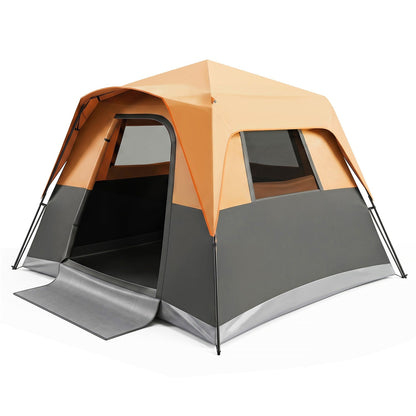 6-Person Instant Cabin Tent | Blackout Rainfly | 3000mm+ Waterproof | UPF 50+ | Gray or Orange