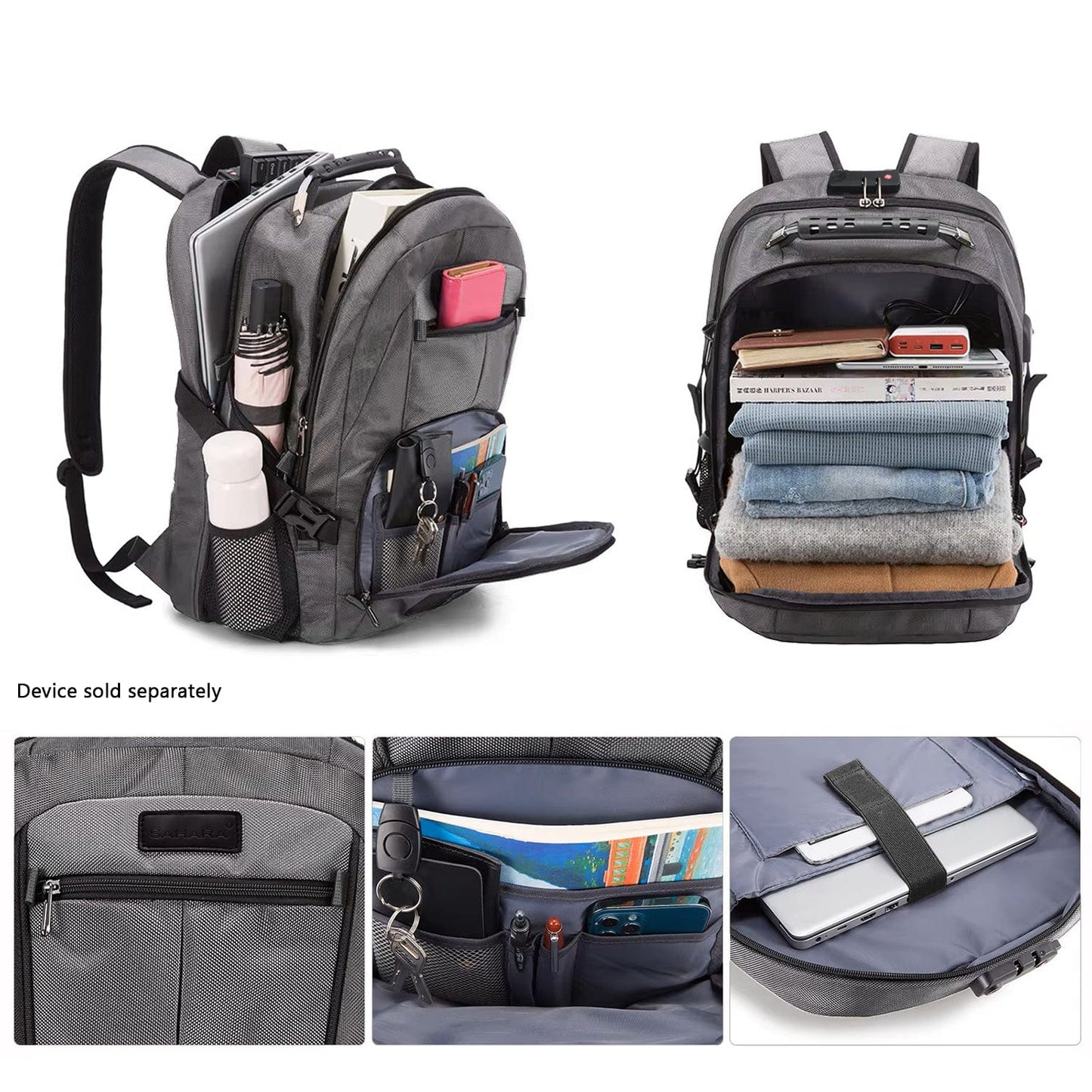 Sahara Anti-Theft Travel Laptop Backpack | USB Charging | Fits up to 17.3" | 4 Colors