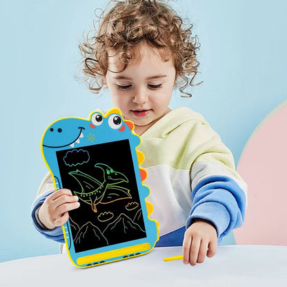 Kids LCD Writing Tablet 8.5" | Dinosaur Color Display | One-Click Erase | Screen Lock | Blue or Pink