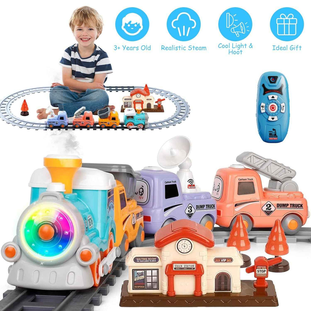 Babyluv Electric Remote Control Train Set with Smoke, Light & Sound