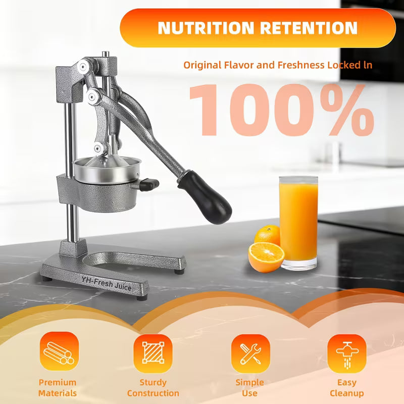 Commercial Manual Citrus Juicer Hand Press - Gray