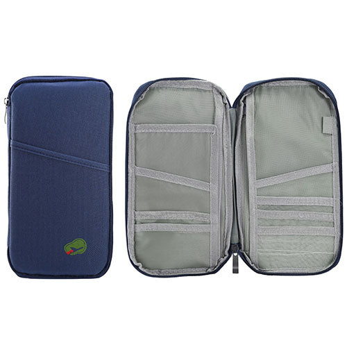 LJG Travel Passport Wallet – 12-Cell Organizer, Water-Repellent Zipper Case – Royal Blue