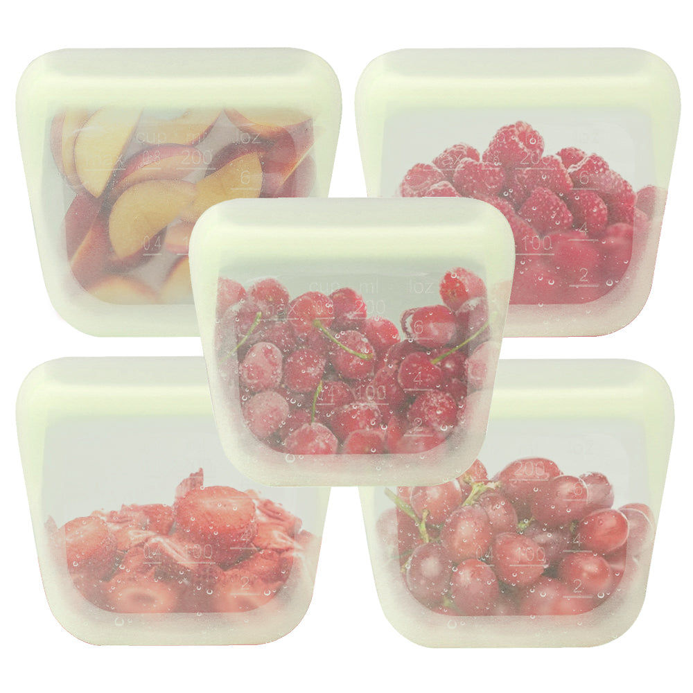 purifyou Reusable Silicone Food Storage Bags - Set of 5