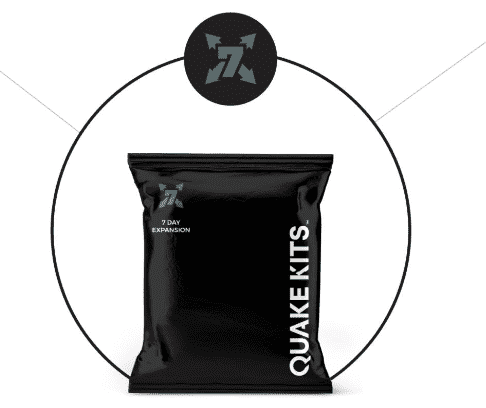 7-day survival kit expansion pouch, black with Quake Kits logo