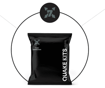 7-day survival kit expansion pouch, black with Quake Kits logo