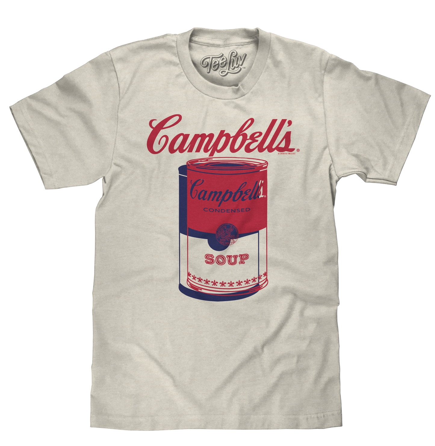 Campbell's Soup T-Shirt | Split-Layer Soup Can Graphic | Oatmeal Heather | Poly-Cotton