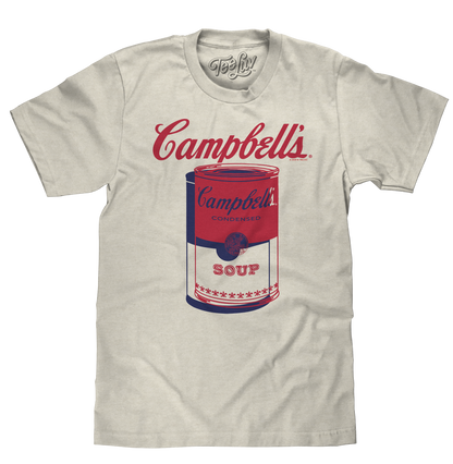 Campbell's Soup T-Shirt | Split-Layer Soup Can Graphic | Oatmeal Heather | Poly-Cotton