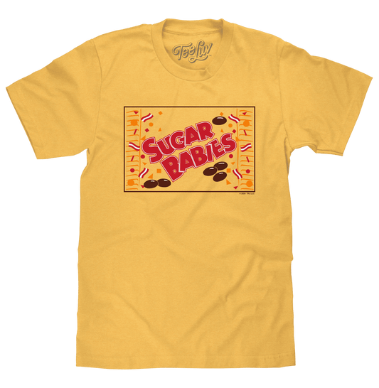 Banana yellow T-shirt with Sugar Babies caramel logo front print
