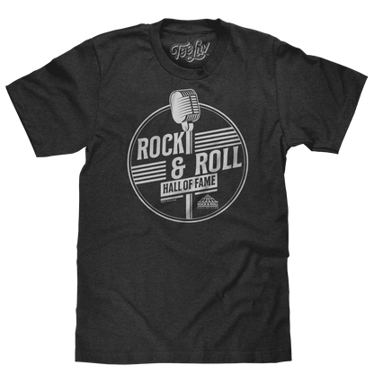 Rock and Roll Hall of Fame T-shirt, dark gray heather, circular microphone logo