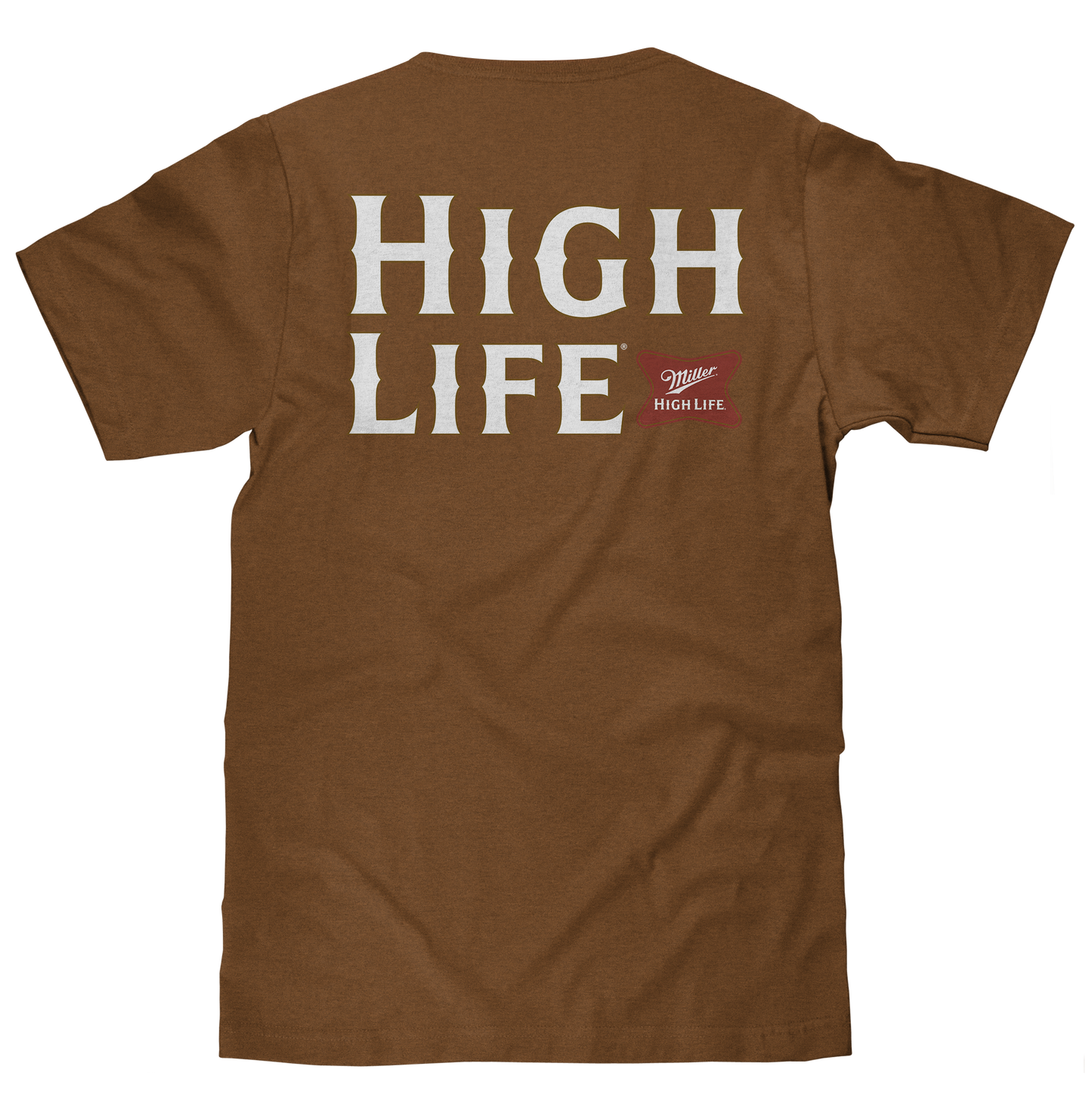 Miller High Life T-Shirt | Double-Sided Logo | Brown Sugar