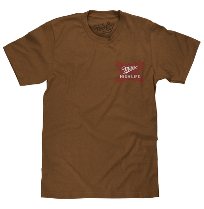 Miller High Life T-Shirt | Double-Sided Logo | Brown Sugar