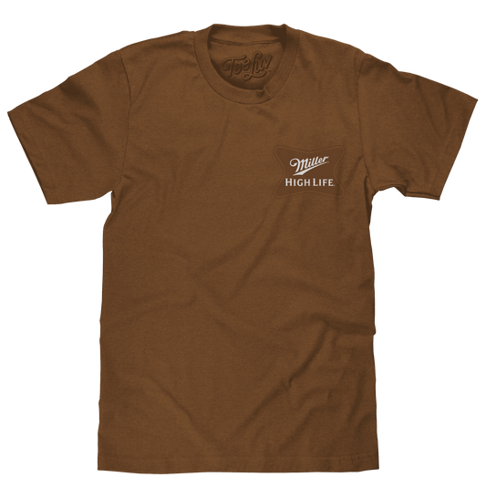 Brown sugar graphic T-shirt with Miller High Life chest logo