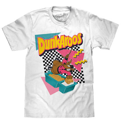 White cotton crewneck graphic T-shirt with Dunkaroos character print on chest