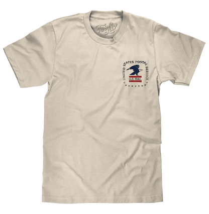 Cream crewneck T-shirt with USPS eagle logo on the chest.