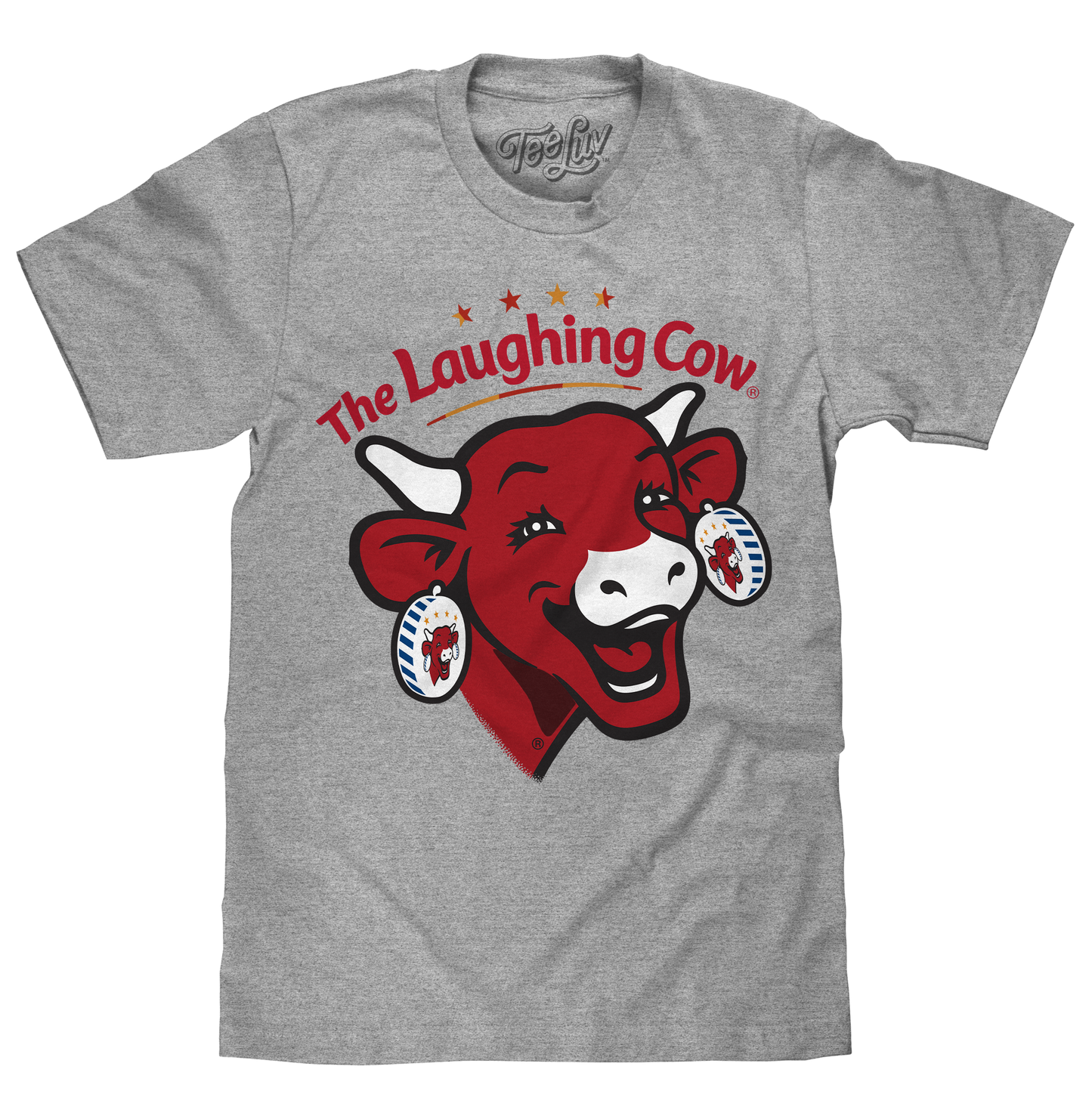 The Laughing Cow T-Shirt | Classic Logo & Mascot | Athletic Gray Heather | Poly-Cotton