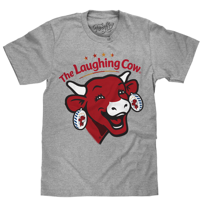 The Laughing Cow T-Shirt | Classic Logo & Mascot | Athletic Gray Heather | Poly-Cotton