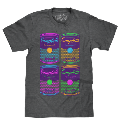 Campbell's Soup T-Shirt | Pop Art Condensed Soup Cans | Heather Charcoal | Poly-Cotton