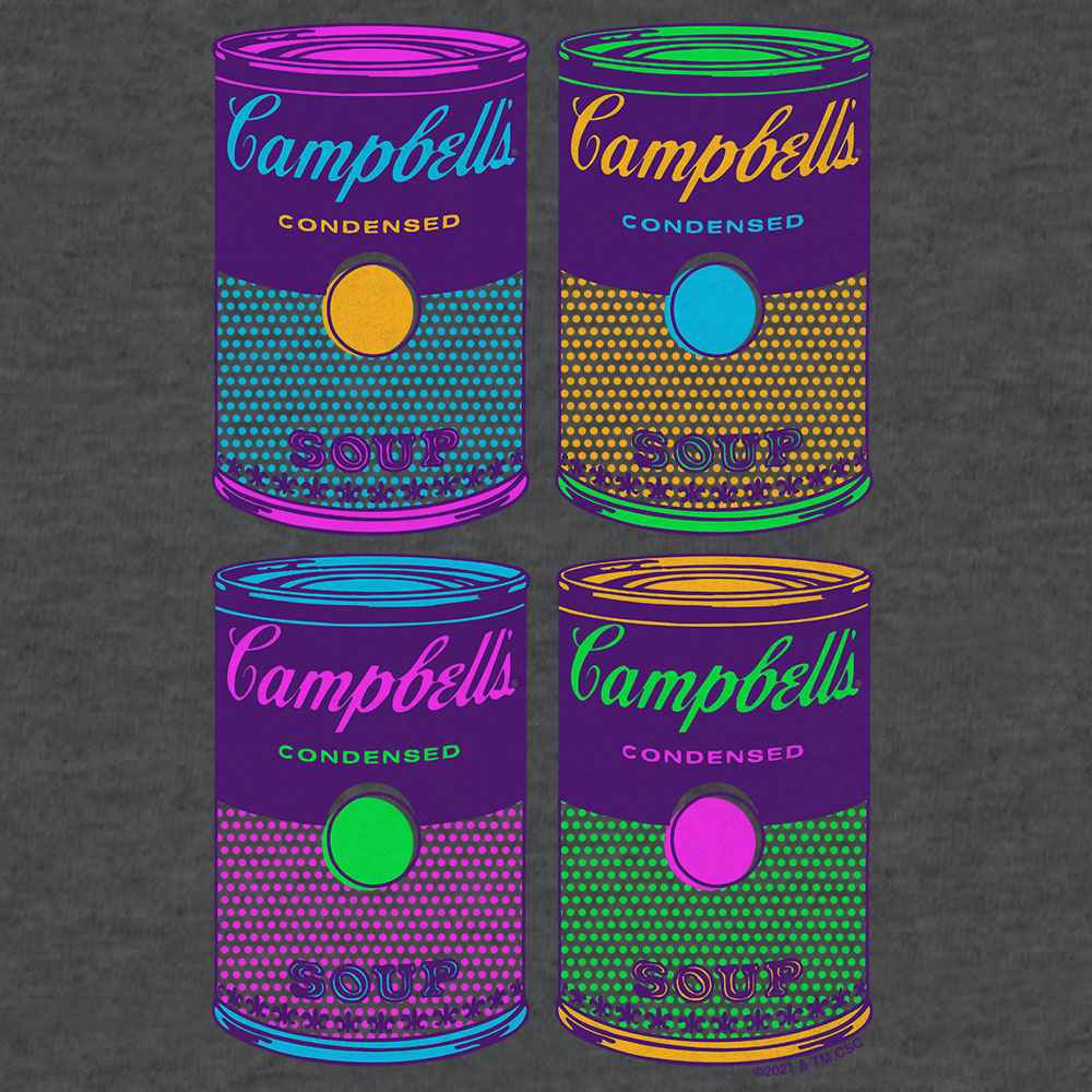Campbell's Soup T-Shirt | Pop Art Condensed Soup Cans | Heather Charcoal | Poly-Cotton