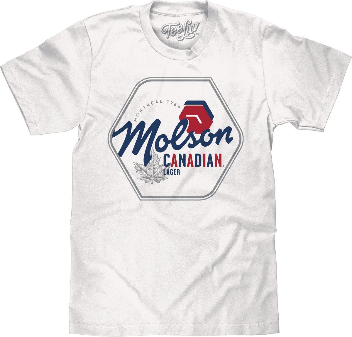 White T-shirt with Molson Canadian Lager front logo print