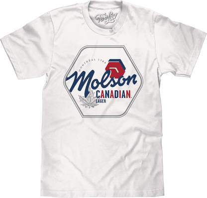 White T-shirt with Molson Canadian Lager front logo print