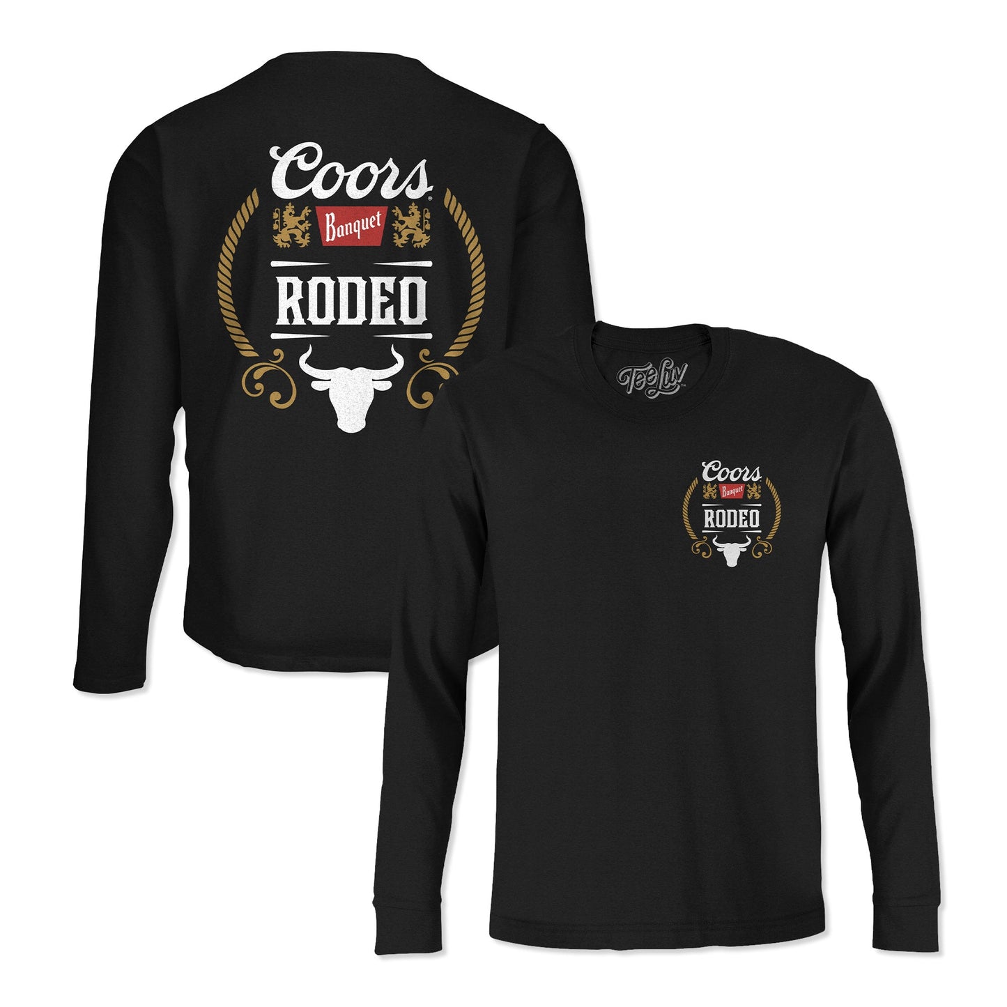 Coors Banquet Rodeo Bull Double-Sided Long Sleeve T-Shirt | Black