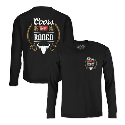 Coors Banquet Rodeo Bull Double-Sided Long Sleeve T-Shirt | Black