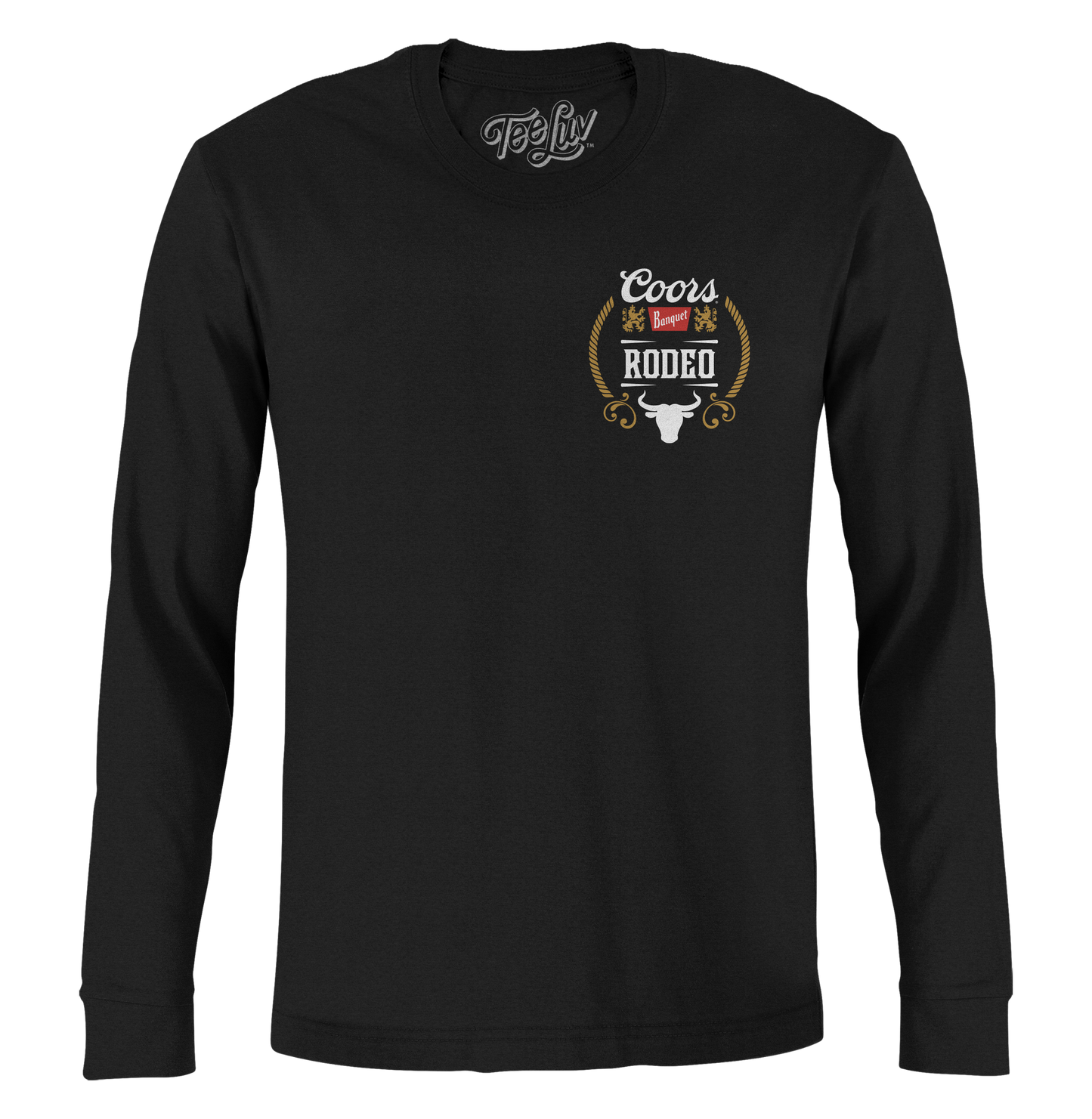 Coors Banquet Rodeo Bull Double-Sided Long Sleeve T-Shirt | Black
