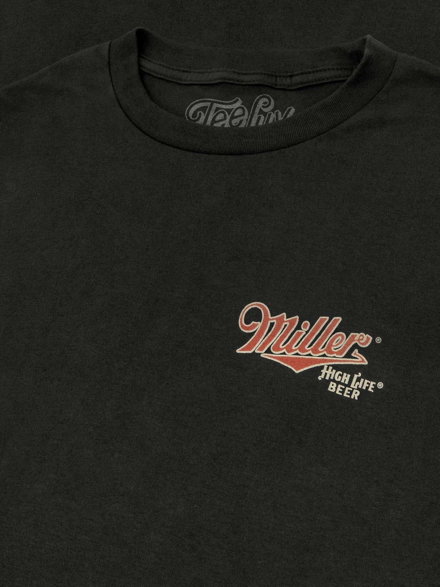 Miller High Life "Girl in the Moon" T-Shirt | Double-Sided Logo | Vintage Black