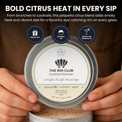 Kiri & Sons Jalapeño Citrus Margarita Salt Rimmer – Spicy Cocktail Rim Salt | 5oz Tin