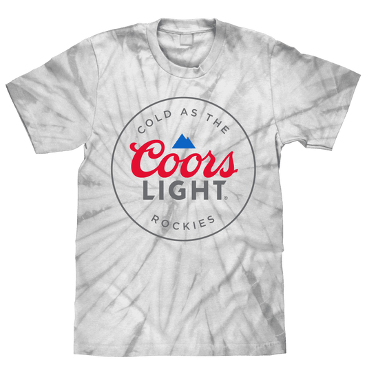 Silver spider tie-dye T-shirt with Coors Light circular logo