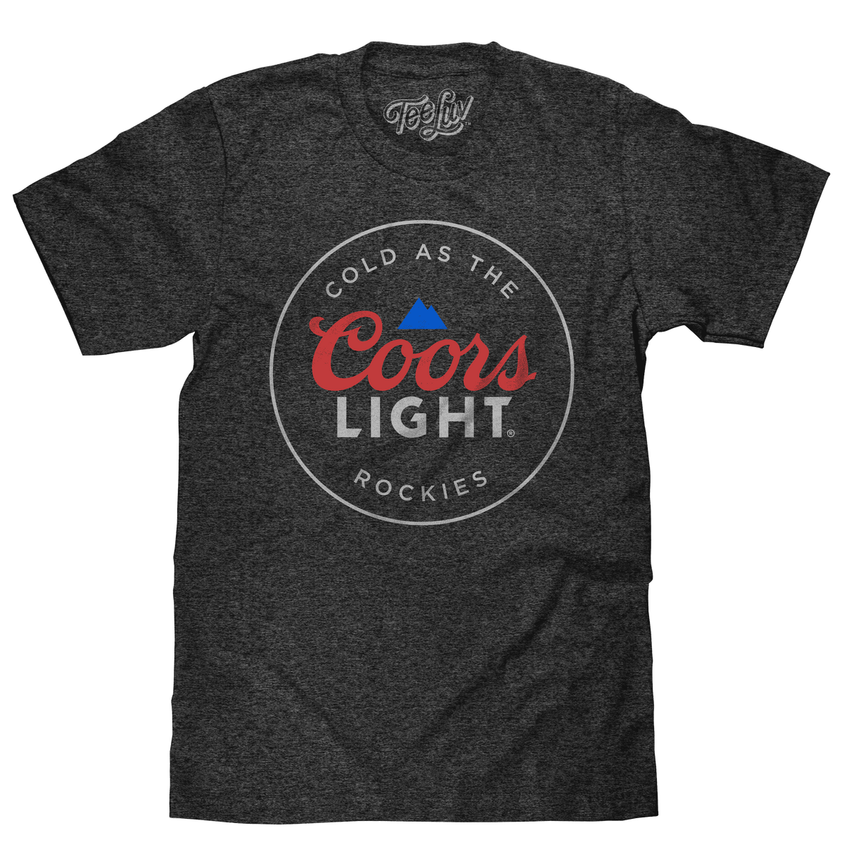 Charcoal gray vintage graphic T-shirt with Coors Light logo front