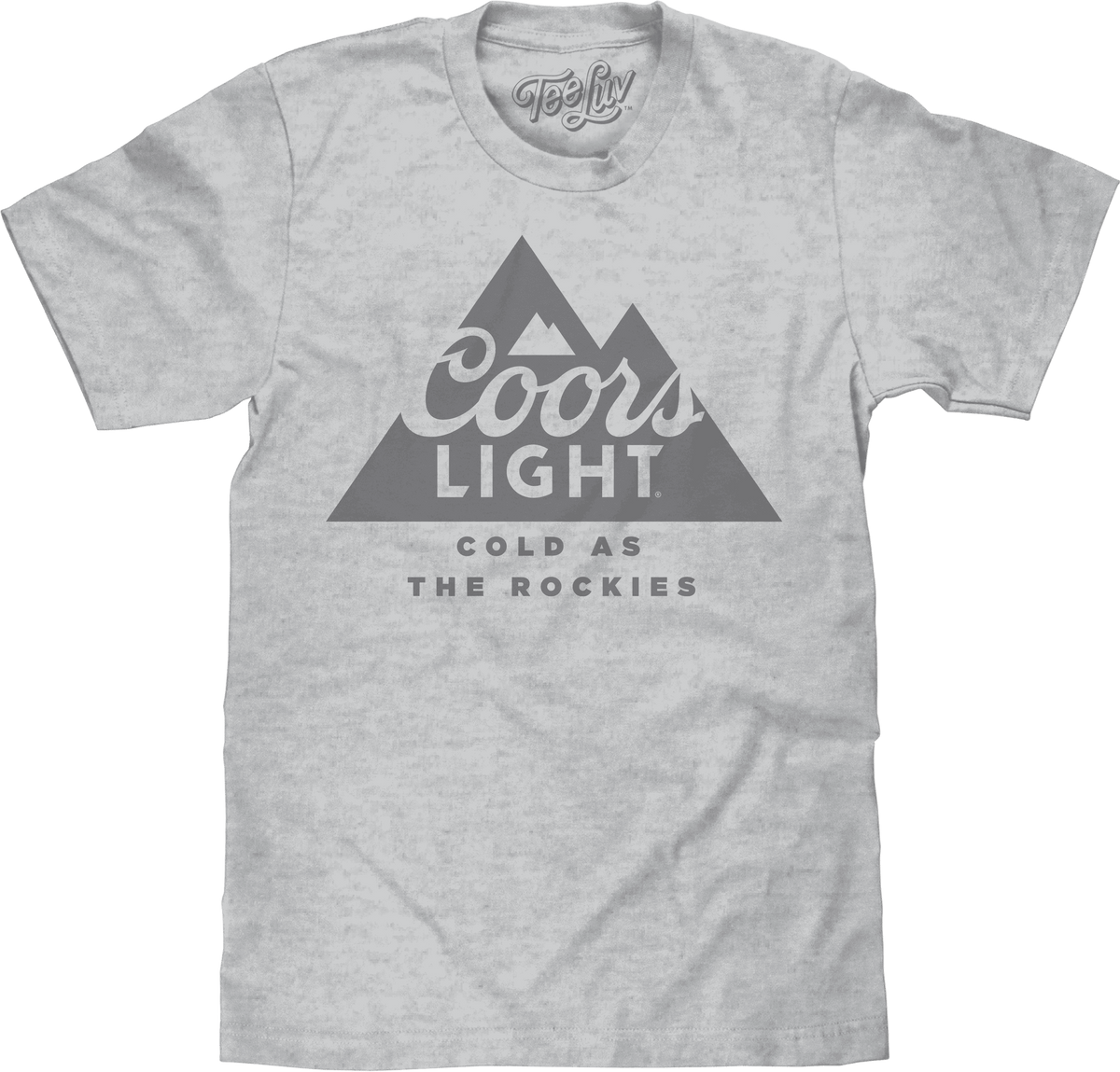 Coors Light t-shirt in heather gray with large mountain logo graphic on front