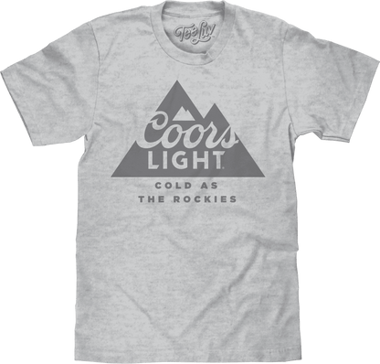 Coors Light t-shirt in heather gray with large mountain logo graphic on front